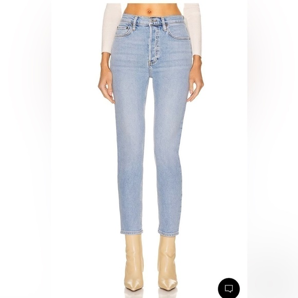 NEW Re/Done 90s High Rise Ankle Crop in Calm Waters Blue  Size 32 - Picture 1 of 8